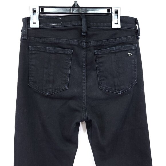 Rag & Bone Jeans Size 25 Flare Leg Frayed Hem10 inch Crop Black - Picture 8 of 16